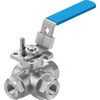 3-Way ball valve Series: VZBE Stainless steel/PTFE L-bore Handle PN63 Internal thread (NPT) 3/8" (10)